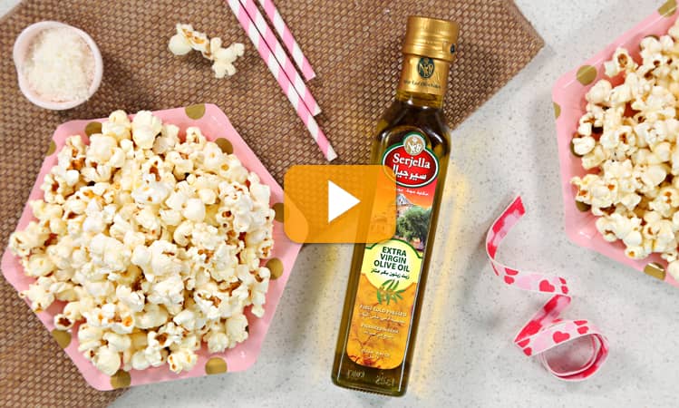 Recipe for Cheesy Popcorn with Serjella Olive Oil