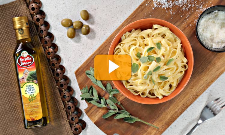 Recipe for Fettucine Alfredo Sauce with Serjella Olive Oil